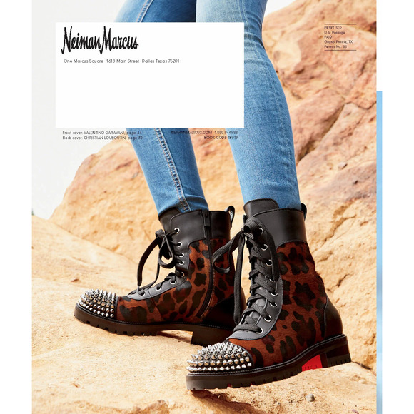 Christian Louboutin TS Croc Flat Black Leopard Pony Spike Combat Ankle Boot 36.5 - Picture 5 of 15